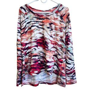 Jones New York Long Sleeved Multicolor Athletic Shirt Hi Lo Thumbholes Size L